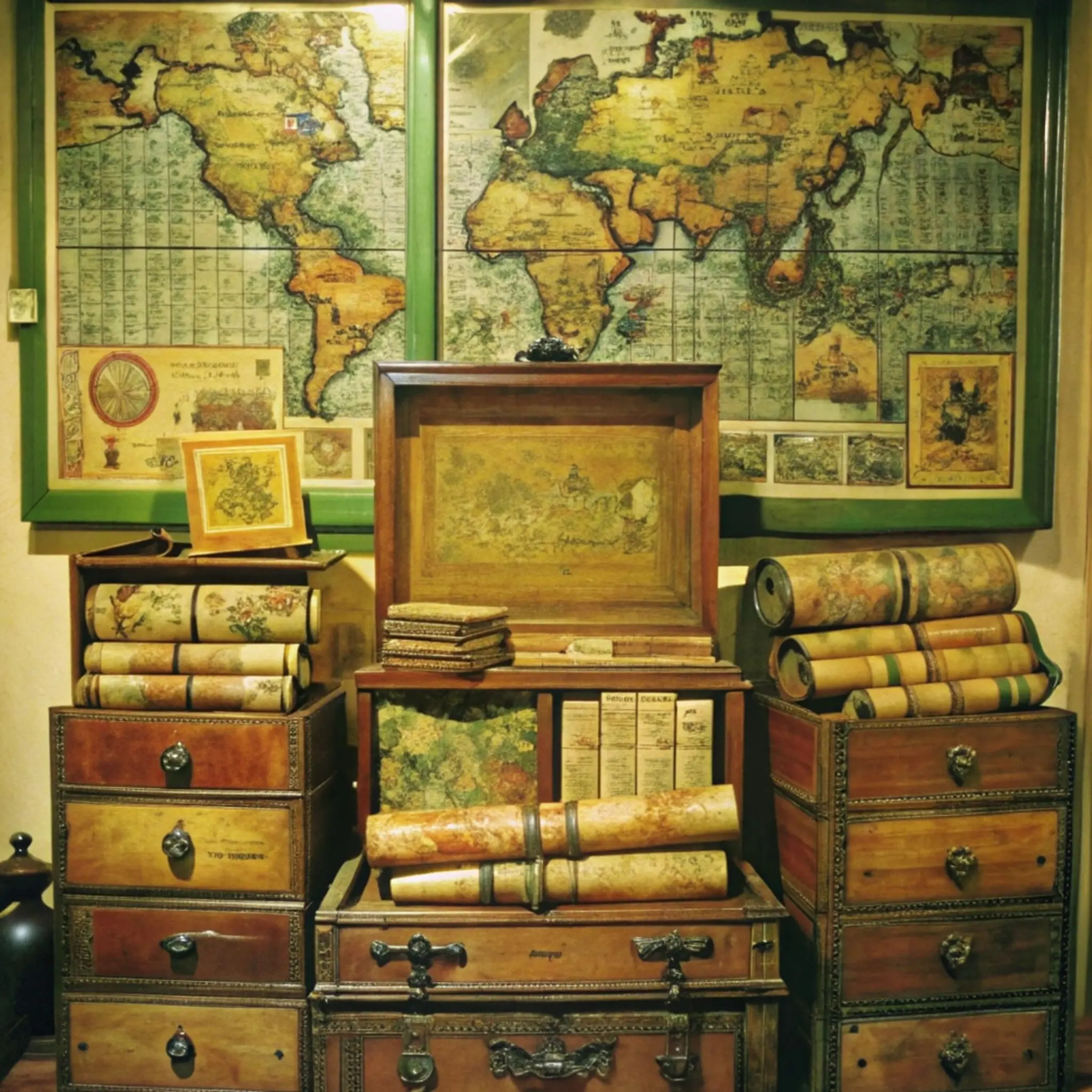 An der Wand befindet sich eine Weltkarte.