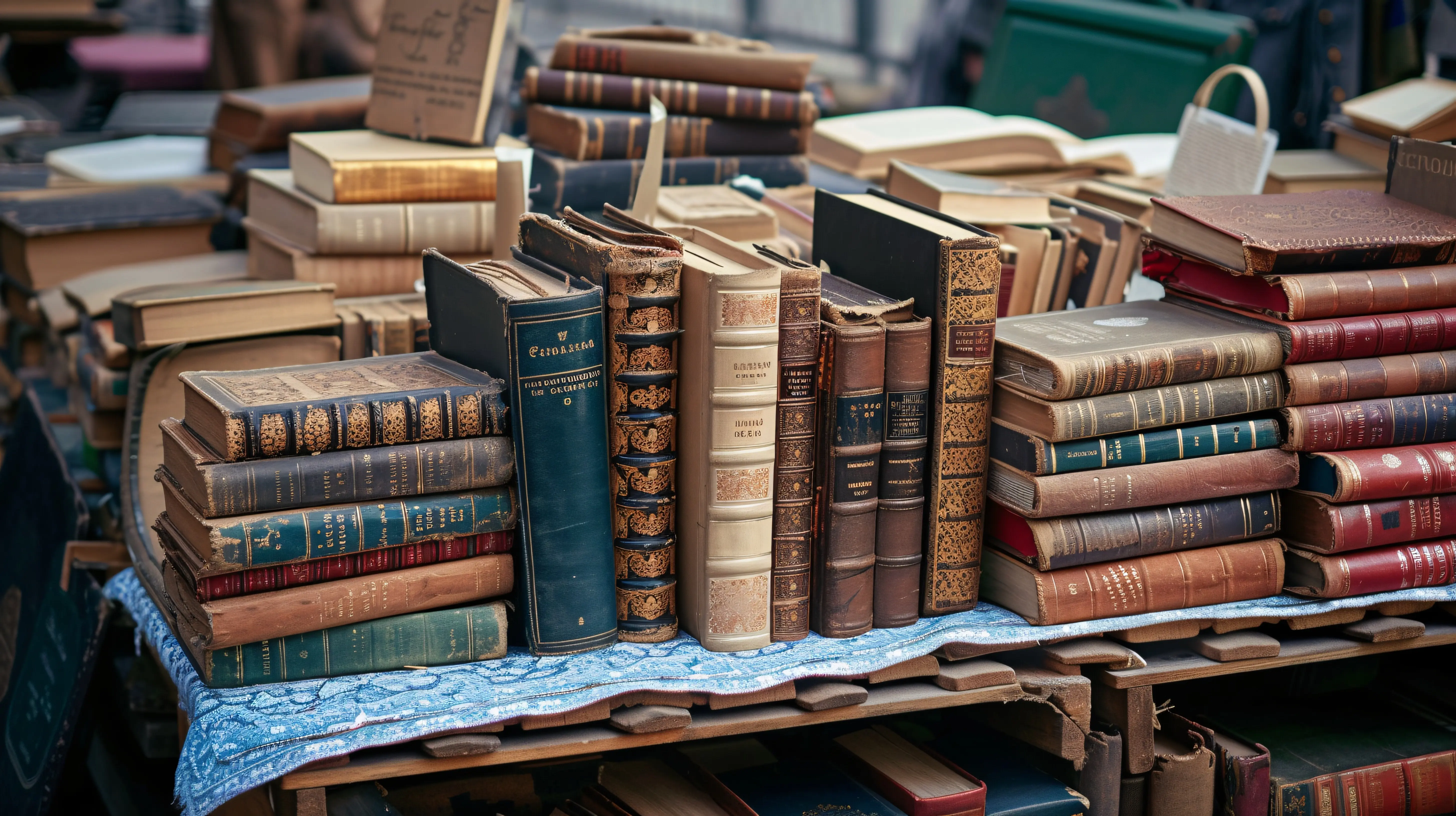 Antiquarische Literatur auf einem Pariser Basar